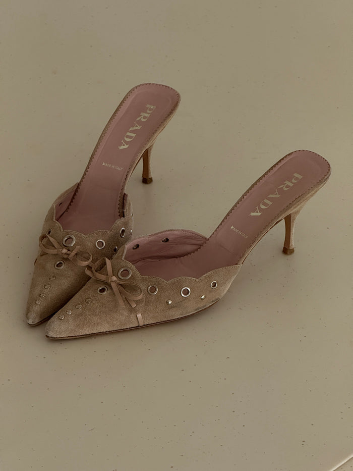 Prada Suede Mules (40)