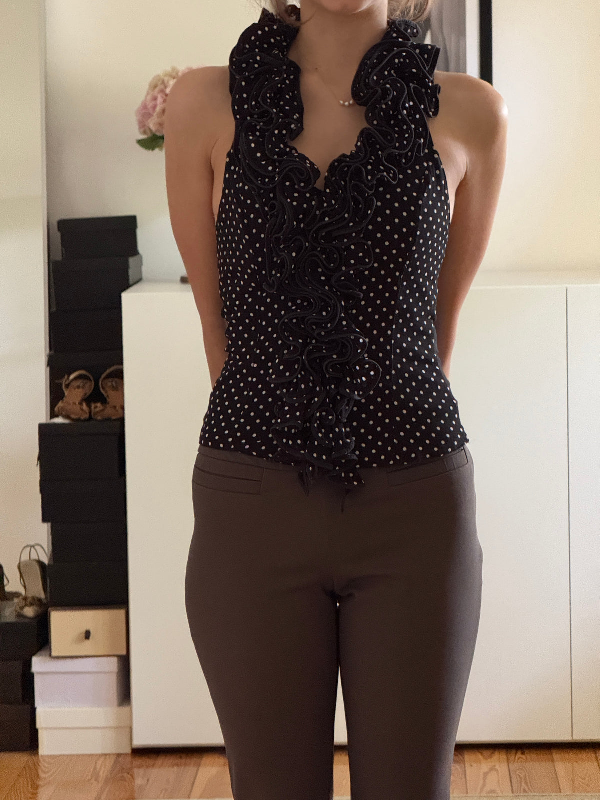 Polka Dot Ruffle Top (s)
