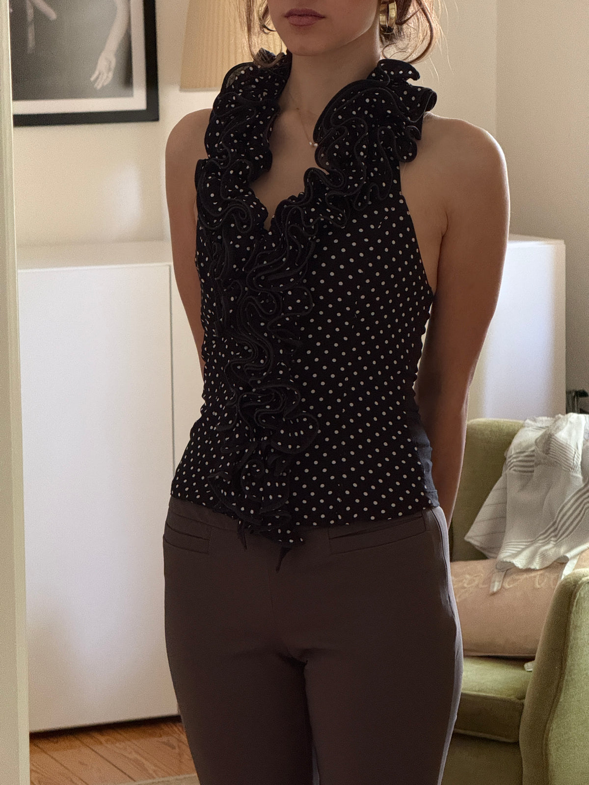 Polka Dot Ruffle Top (s)