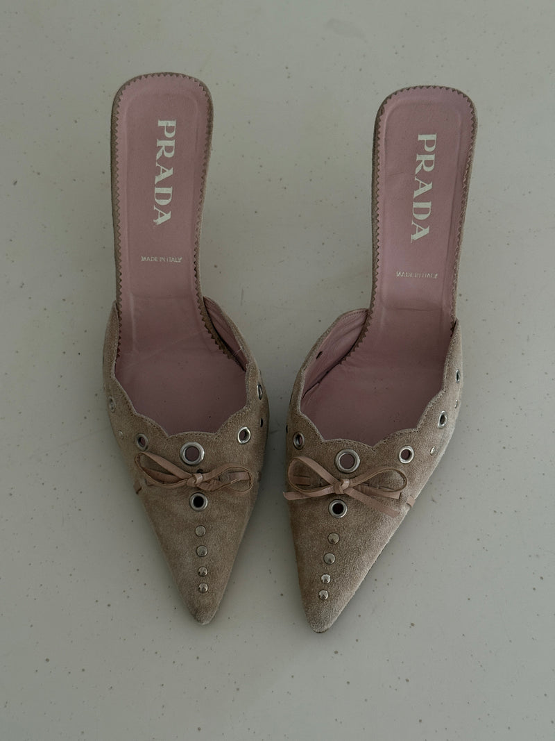 Prada Suede Mules (40)