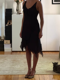 Vintage Silk Ruffle Dress (s)