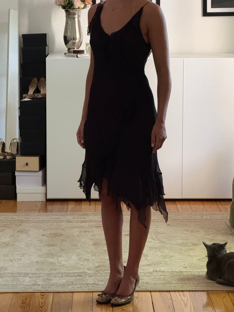 Vintage Silk Ruffle Dress (s)