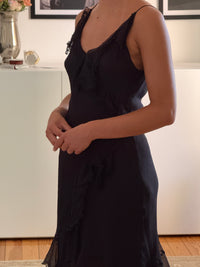 Vintage Silk Ruffle Dress (s)
