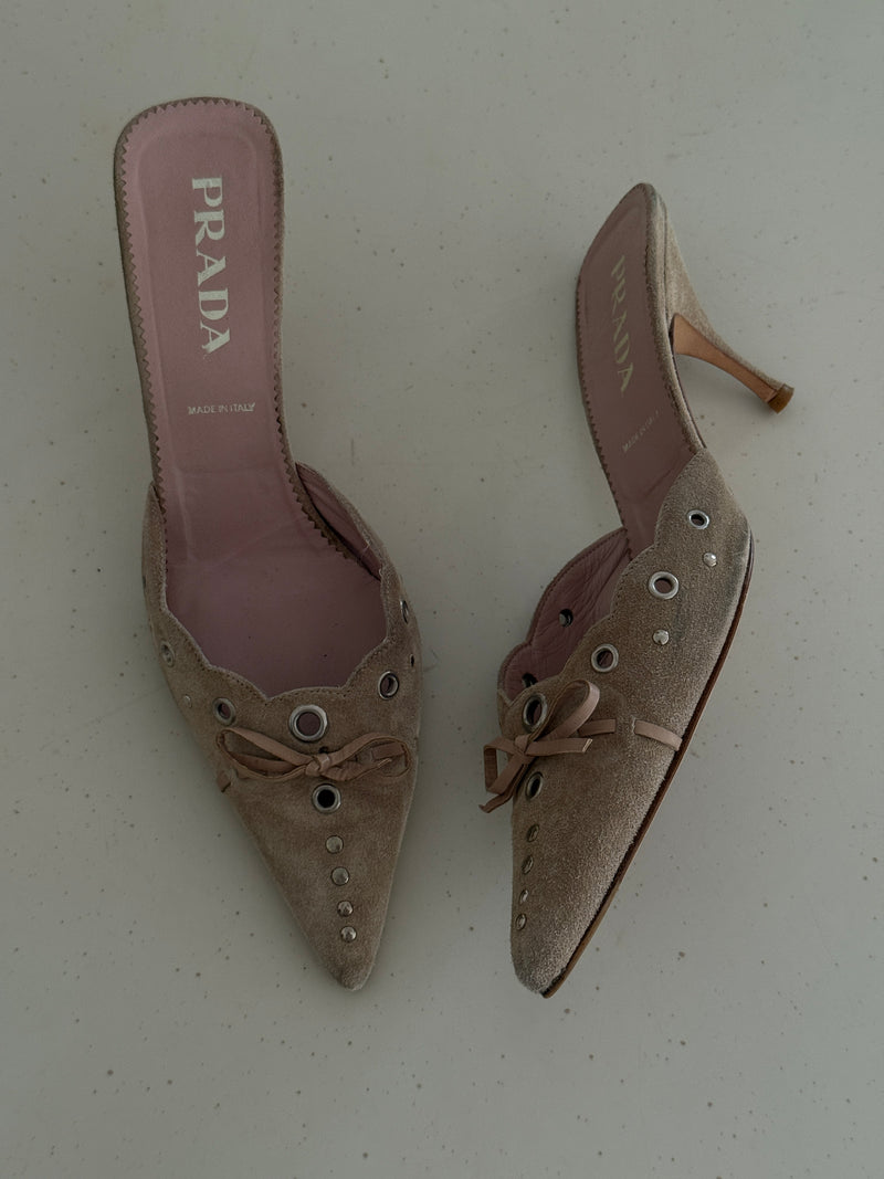 Prada Suede Mules (40)