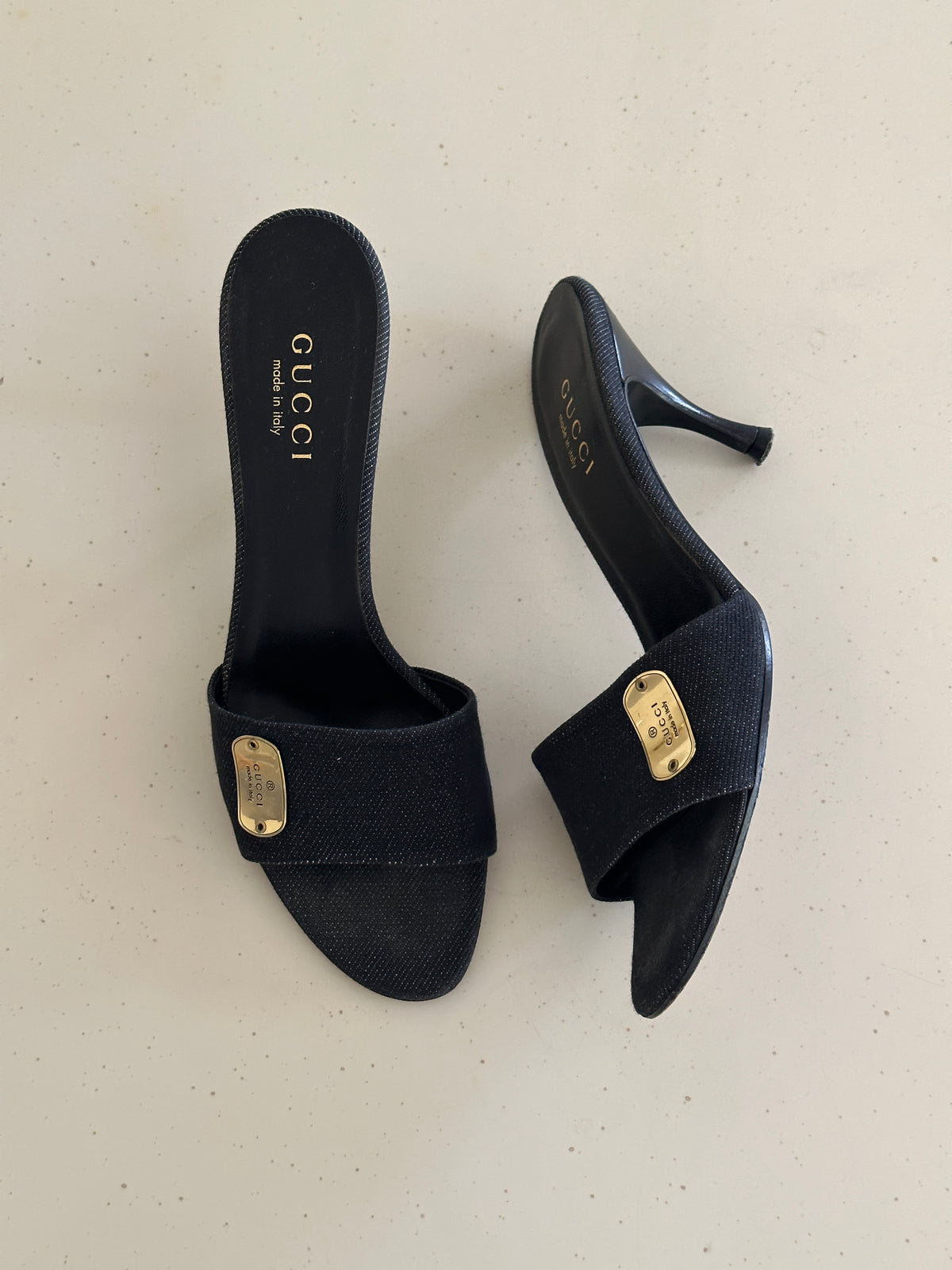 Gucci denim mules Clearance